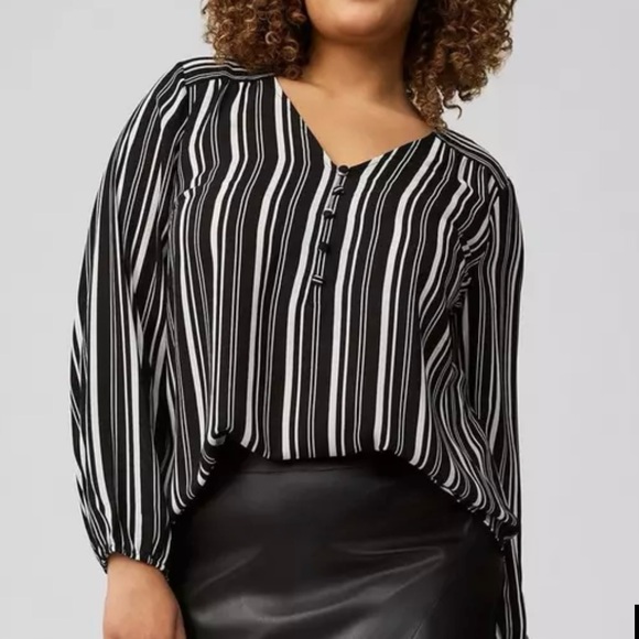 Torrid Black and White Striped Blouse - Picture 1 of 5